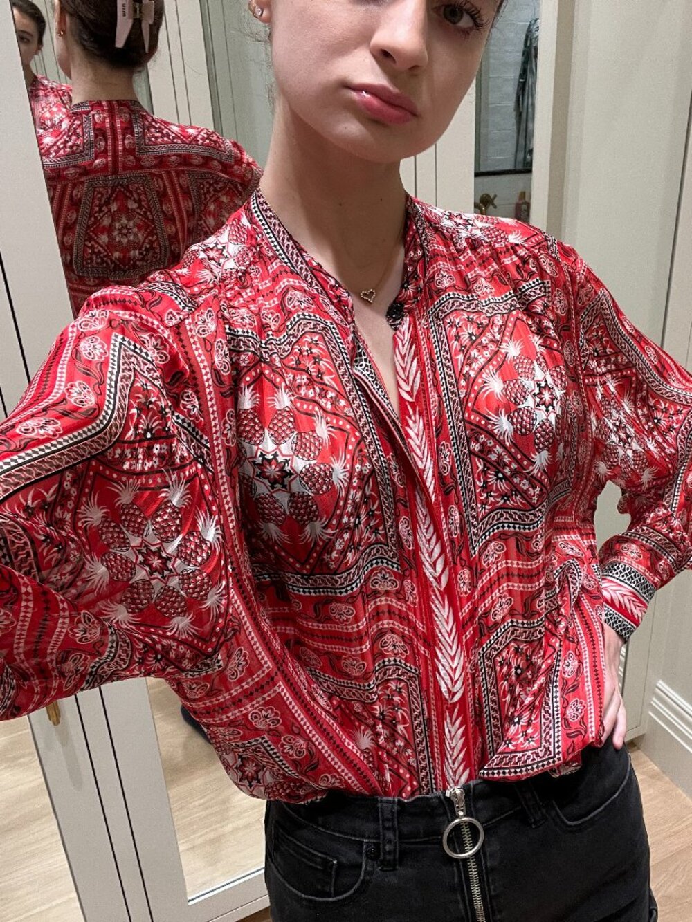 Isabel Marant Spring/Summer 2019 Silk Button Down — Red Bandana Print